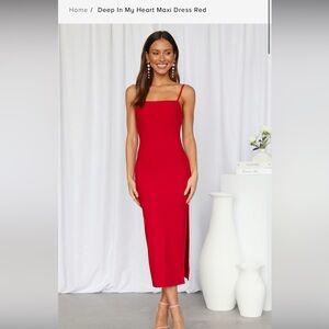 Perfect Valentine’s Day dress Hello Molly DEEP IN MY HEART MAXI DRESS RED NWT